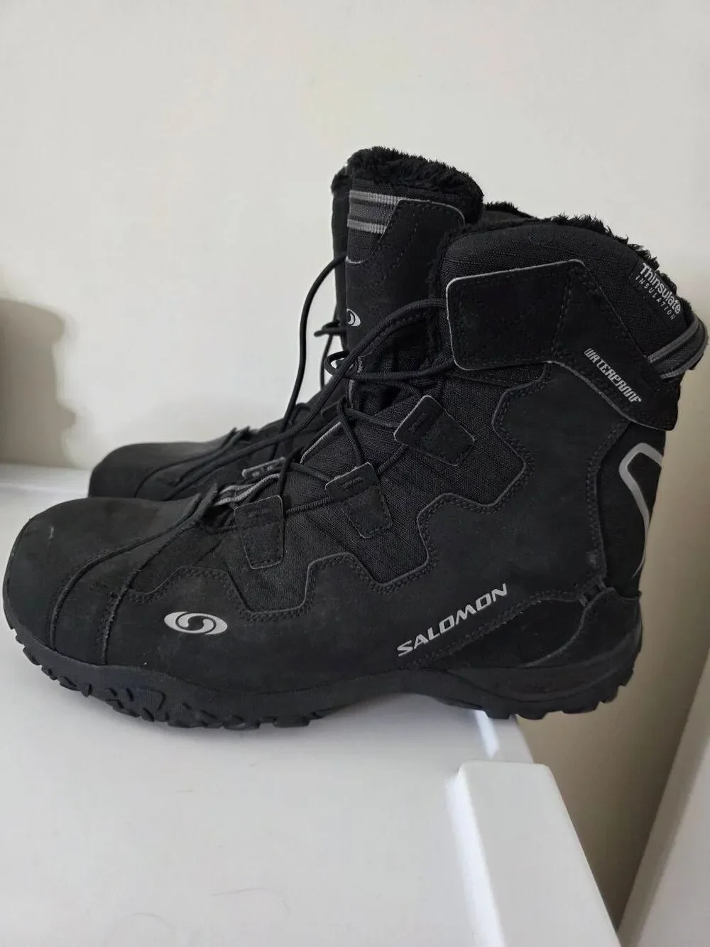 Salomon Snowtrip Black Thinsulate 200 Gram Waterproof Boots Mens Size 12.5